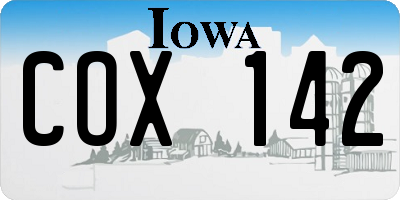IA license plate COX142