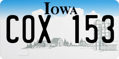 IA license plate COX153