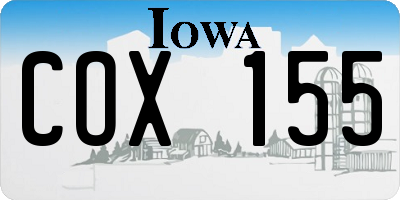 IA license plate COX155