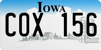 IA license plate COX156