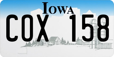 IA license plate COX158