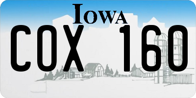 IA license plate COX160