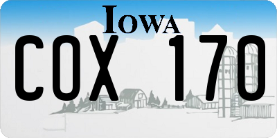 IA license plate COX170