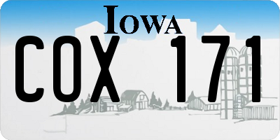 IA license plate COX171