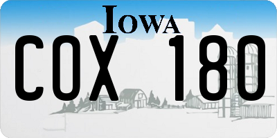 IA license plate COX180