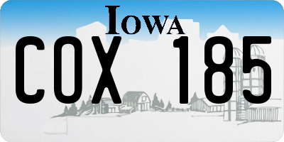 IA license plate COX185