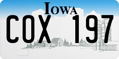 IA license plate COX197