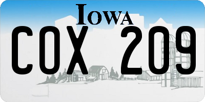 IA license plate COX209