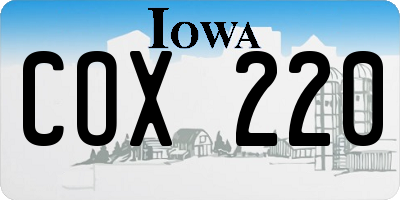 IA license plate COX220