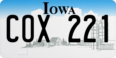 IA license plate COX221