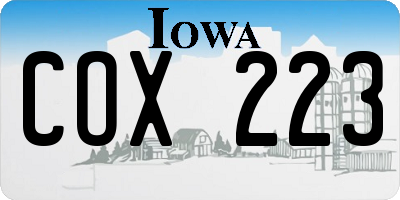 IA license plate COX223