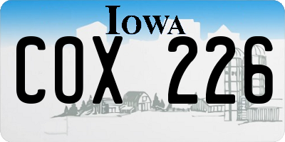 IA license plate COX226