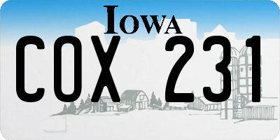IA license plate COX231