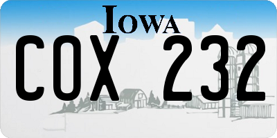 IA license plate COX232
