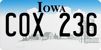 IA license plate COX236