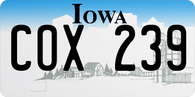 IA license plate COX239