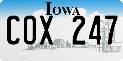 IA license plate COX247