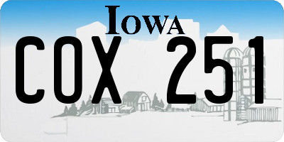 IA license plate COX251