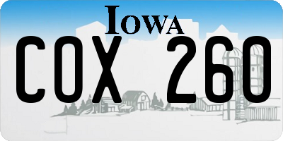 IA license plate COX260
