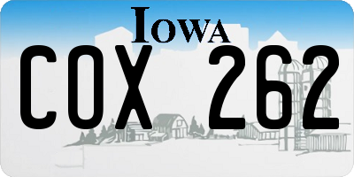 IA license plate COX262