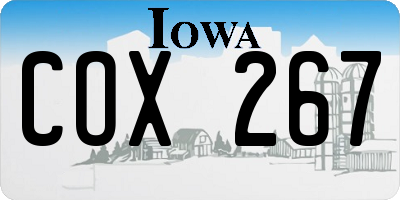 IA license plate COX267