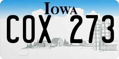 IA license plate COX273