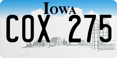 IA license plate COX275