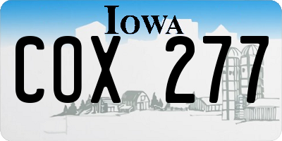 IA license plate COX277