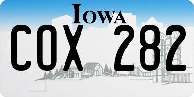 IA license plate COX282