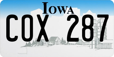 IA license plate COX287