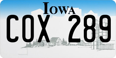 IA license plate COX289