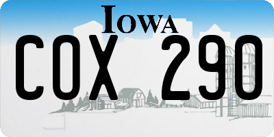 IA license plate COX290
