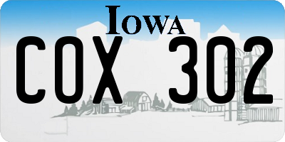 IA license plate COX302