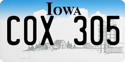 IA license plate COX305