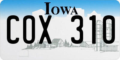 IA license plate COX310