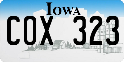 IA license plate COX323