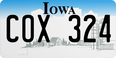 IA license plate COX324