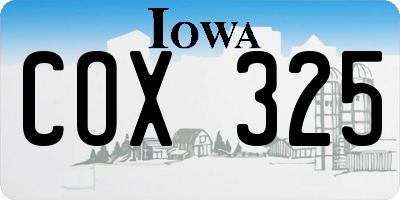 IA license plate COX325
