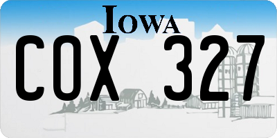IA license plate COX327