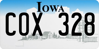 IA license plate COX328