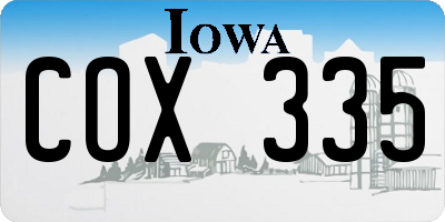 IA license plate COX335