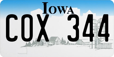IA license plate COX344