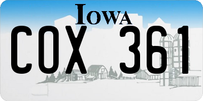 IA license plate COX361