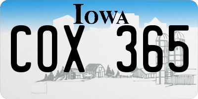 IA license plate COX365