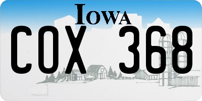 IA license plate COX368