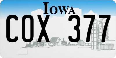 IA license plate COX377