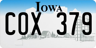 IA license plate COX379