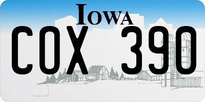 IA license plate COX390