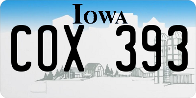 IA license plate COX393