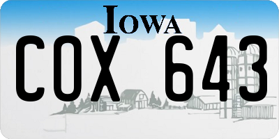 IA license plate COX643
